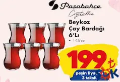 PAŞABAHÇE BEYKOZ ÇAY BARDAĞI 6'LI fiyat ve kampanya bilgisi